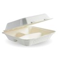 BIOPAK BIOCANE 3 COMPARTMENT CLAMSHELL 230 X 230 X 80MM  PK 100 CTN 200