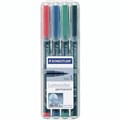 STAEDTLER 313 LUMOCOLOR PERMANENT MARKER BULLET SUPERFINE 04MM ASSORTED WALLET 4
