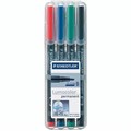 STAEDTLER 314 LUMOCOLOR PERMANENT MARKER CHISEL 25MM ASSORTED WALLET 4