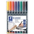 STAEDTLER 314 LUMOCOLOR PERMANENT MARKER CHISEL 25MM ASSORTED WALLET 8