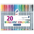 STAEDTLER TRIPLUS 334 FINELINER SUPERFINE PENS 03MM ASSORTED PACK 20