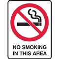 BRADY PROHIBITION SIGN NO SMOKING IN THIS AREA 450 X 300MM POLYPROPYLENE