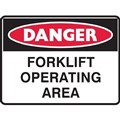 BRADY DANGER SIGN FORKLIFT OPERATING AREA 450 X 300MM POLYPROPYLENE
