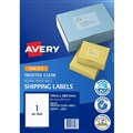 AVERY 936008 J8567 SHIPPING LABEL FROSTED INKJET 1UP CLEAR PACK 25