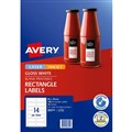 AVERY 980014 L7123 BLANK PRINTABLE LABELS RECTANGLE LASERINKJET 14UP GLOSSY WHITE PACK 140