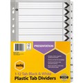 MARBIG DIVIDER MANILLA 12TAB A4 BLACKWHITE
