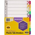 MARBIG DIVIDER REINFORCED MANILLA 10TAB A4 FLUORO ASSORTED