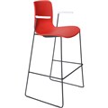 DAL ACTI BAR STOOL SLED BASE HIGH 760MM ARMS WHITE ARMPADS AND BLACK POWDERCOAT FRAME POLYPROP SHELL