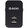 MOKI USB WALL CHARGER DUAL BLACK