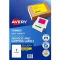 AVERY 36100 L7168FY HIGH VISIBILITY SHIPPING LABEL LASER 2UP FLUORO YELLOW PACK 25