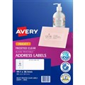 AVERY 936005 J8563 INKJET LABEL 14UP CLEAR WITH MATT FINISH PACK 25