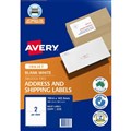 AVERY 936086 J8168 SHIPPING LABELS INKJET 2UP WHITE PACK 50