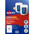 AVERY 959049 L7651REV REMOVABLE MULTIPUROSE LABEL LASER INKJET 65UP WHITE PACK 25