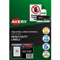 AVERY 959205 REMOVABLE HEAVYDUTY LABELS 457 X 212MM WHITE PACK 20