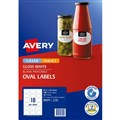 AVERY 980000 L7102 BLANK PRINTABLE LABELS OVAL LASERINKJET 18UP GLOSSY WHITE PACK 10