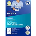 AVERY OVAL FABRIC NAME BADGE LABELS 84 X 50 MM WHITE 80 LABELS