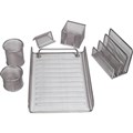 SYLEX WIRE MESH DESK ORGANISER SET SILVER BONUS ITEM NOT FOR SEPARATE SALE