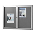 VISIONCHART BE NOTICED NOTICE CASE 2 HINGED DOOR 1220 X 915MM SILVER FRAME GREY BACKING