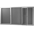 VISIONCHART BE NOTICED NOTICE CASE 3 HINGED DOOR 1830 X 915MM SILVER FRAME GREY BACKING