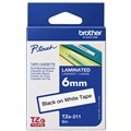 BROTHER TZE211 LAMINATED LABELLING TAPE 6MM BLACK ON WHITE