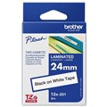 BROTHER TZE251 LAMINATED LABELLING TAPE 24MM BLACK ON WHITE
