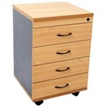 RAPID WORKER MOBILE PEDESTAL 4DRAWER LOCKABLE 690 X 465 X 447MM BEECHIRONSTONE