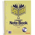 SPIRAX 596 5SUBJECT NOTEBOOK 7MM RULED SPIRAL BOUND 250 PAGE A4
