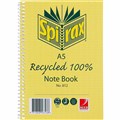 SPIRAX 812 NOTEBOOK 7MM RULED 100 RECYCLED CARDBOARD COVER SPIRAL BOUND A5 120 PAGE