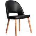 DURAFURN SEMIFREDDO CHAIR TROJAN OAK LEGS BLACK VINYL SEAT