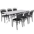 SIESTA AIR TABLE 180 AND MARCEL CHAIR 8 SEAT PACKAGE BLACK