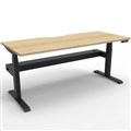 RAPIDLINE BOOST PLUS HEIGHT ADJUSTABLE SINGLE SIDED WORKSTATION WITH CABLE TRAY 1200 X 750MM NATURAL OAK TOP  BLACK FRAME
