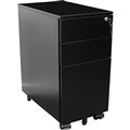 GO STEEL SLIMLINE MOBILE PEDESTAL 3DRAWER LOCKABLE 300 X 472 X 610MM BLACK