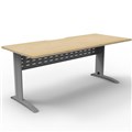 DELUXE RAPID SPAN STRAIGHT DESK WITH METAL MODESTY PANEL 1500 X 750 X 730MM SILVERNATURAL OAK