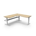 RAPIDLINE BOOST STATIC CORNER WORKSTATION WITH CABLE TRAY 1500 X 1500MM NATURAL OAK TOP  WHITE FRAME