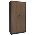 OM PREMIER FULL DOOR STATIONERY CUPBOARD 900 X 450 X 1800MM REGAL WALNUTCHARCOAL