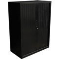 GO STEEL TAMBOUR DOOR CABINET 2 SHELVES 1016 X 1200 X 473MM BLACK