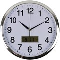 ITALPLAST WALL CLOCK WITH LCD DISPLAY 360MM WHITE  CHROME