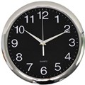 ITALPLAST WALL CLOCK 300MM BLACK  CHROME
