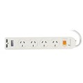 ITALPLAST POWER BOARD 4 OUTLET 2 USB WITH MASTER SWITCH 1M WHITE