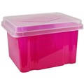 ITALPLAST FILE STORAGE BOX 32 LITRE TINTED PINKCLEAR LID