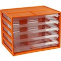ITALPLAST DOCUMENT CABINET 5 DRAWER 255 X 330 X 230MM A4 MANDARIN