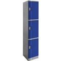 STEELCO ABS PLASTIC LOCKER 3 DOOR 380 X 500 X 1940MM BLUE