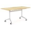 OLG MODULUS FLIP TABLE 1500 X 750MM WHITE FRAME NEW OAK TOP