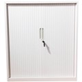 STEELCO TAMBOUR DOOR CABINET 2 SHELVES 1015H X 900W X 463D MM WHITE SATIN