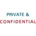 XSTAMPER CXBN 2010 PREINKED MESSAGE STAMP PRIVATE AND CONFIDENTIAL 42 X 13MM REDBLUE
