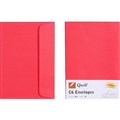 QUILL C6 COLOURED ENVELOPES PLAINFACE STRIP SEAL 80GSM 114 X 162MM RED PACK 25