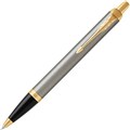PARKER IM BALLPOINT PEN MEDIUM BLUE INK BRUSHED METAL TRIM