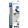 STAEDTLER 100C MARS LUMOGRAPH CHARCOAL PENCIL AND PAPER STUMP PACK 3
