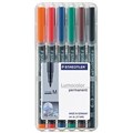 STAEDTLER 317 LUMOCOLOR PERMANENT MARKER BULLET 10MM ASSORTED WALLET 6