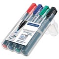 STAEDTLER 352 LUMOCOLOR PERMANENT MARKER BULLET 20MM ASSORTED WALLET 4